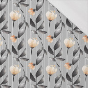 50cm FLOWERS AND LEAVES pat. 6 / grey - single jersey with elastane 