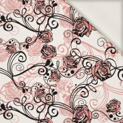 ROSES pat. 2 (red) - viscose woven fabric