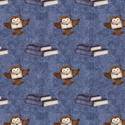 OWLS / books (MAGIC SCHOOL) / ACID WASH DARK BLUE - looped knit fabric