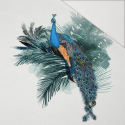 WATERCOLOR PEACOCK - panel (75cm x 80cm) brushed knitwear with elastane ITY