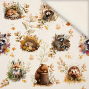 AUTUMN ANIMALS / white - Linen 100%