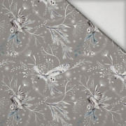 WINTER OWLS / grey (WINTER IN PARK) - lycra 300g