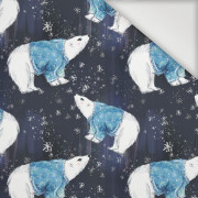 WHITE BEARS IN SWEATERS / navy (ENCHANTED WINTER) - Nylon fabric PUMI