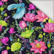 KINGFISHERS AND POPPIES (KINGFISHERS IN THE MEADOW) / black - Nylon fabric PUMI