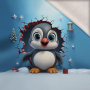 HAPPY PENGUIN -  PANEL (60cm x 50cm) brushed knitwear with elastane ITY