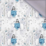 PENGUINS ON BEARS / white (ENCHANTED WINTER) - softshell