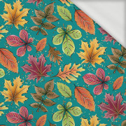 COLORFUL LEAVES MIX / emerald (GLITTER AUTUMN) - looped knit fabric