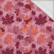 PINK LEAVES (GLITTER AUTUMN) - looped knit fabric