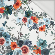 WATER-COLOR FLOWERS pat. 2 / white - looped knit fabric