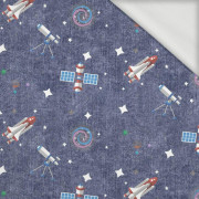 COSMIC MIX PAT. 3 (SPACE EXPEDITION) / ACID WASH DARK BLUE - looped knit fabric
