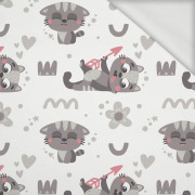 CATS AND ARROWS (CATS WORLD) / white - looped knit fabric
