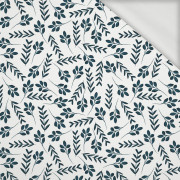 SMALL LEAVES pat. 2 / white - looped knit fabric