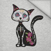 CAT FRIDA (DIA DE LOS MUERTOS) M-01 melange light grey - panel looped knit 75cm x 80cm