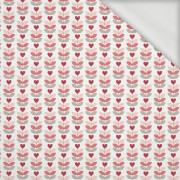 LOVE TULIPS / white (VALENTINE'S HEARTS) - looped knit fabric