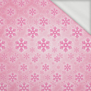 PINK SNOWFLAKES (PENGUINS) - looped knit fabric