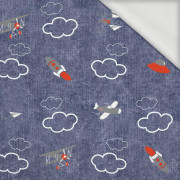 PLANES (PLANES) / ACID WASH DARK BLUE - looped knit fabric