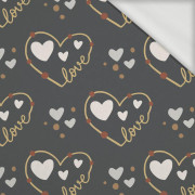 HEARTS (CONTOUR) pat. 3 / white (RAINBOWS AND HEARTS) - looped knit fabric