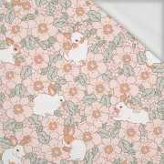 HARES ON FLOWERS - looped knit fabric