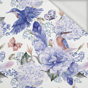 KINGFISHERS AND LILACS (KINGFISHERS IN THE MEADOW) (Very Peri) - looped knit fabric
