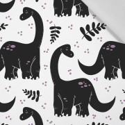 BLACK DINO / PLANTS  - Cotton woven fabric