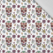 SKULLS pat. 2 / white (DIA DE LOS MUERTOS) - Cotton woven fabric