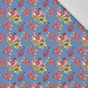 50CM MEXICAN ROSES pat. 1 / blue (DIA DE LOS MUERTOS) - Cotton woven fabric