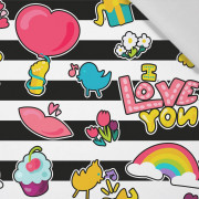 COLORFUL STICKERS PAT. 4 - Cotton woven fabric