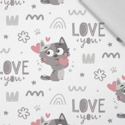 CATS / love you (CATS WORLD) / white - Cotton woven fabric