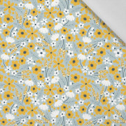 SMALL FLOWERS pat. 2 / light grey - Cotton woven fabric