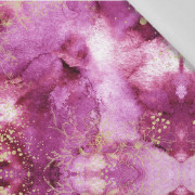 FLOWERS / golden contour Pat. 2 / WATERCOLOR MARBLE - Cotton woven fabric