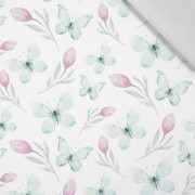 100cm BUTTERFLIES AND TULIPS (WATER-COLOR BUTTERFLIES) - Cotton woven fabric