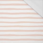 STRIPES - ECRU AND LIGHT PINK (BIRDS IN LOVE) - single jersey with elastane 