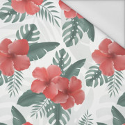 HIBISCUS Pat. 2 / red - Waterproof woven fabric