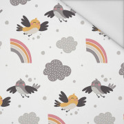 SPARROWS / rainbow (CATS WORLD) / white - Waterproof woven fabric