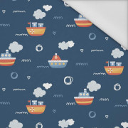 SHIPS pat. 3 / dark blue (ADVENTURE BEGINS) - Waterproof woven fabric