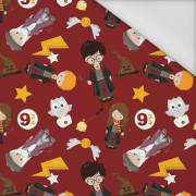 MAGICAL FRIENDS pat. 3 (MAGIC SCHOOL) / bordová - Waterproof woven fabric