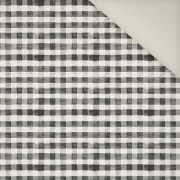 MINI VICHY GRID / graphite (CHECK AND ROSES) - Upholstery velour 