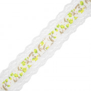 Grosgrain ribbon with lace 25 mm - white
