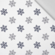 SNOWFLAKES pat. 5 (WINTER TIME) / white - Cotton woven fabric