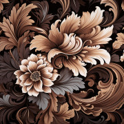 FLOWERS WZ.9/ Mocha Mousse  - looped knit fabric