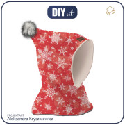 Kid’s hood cap sewing set  - SNOWFLAKES PAT. 2 / red - red
