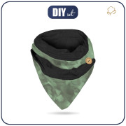 BUTTON SCARF - CAMOUFLAGE pat. 2 / olive - sewing set