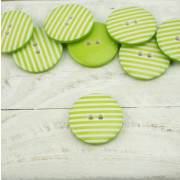 Plastic button with stripes big - lime
