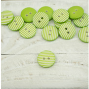 Plastic button with stripes middle - lime