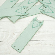 Loop fold label faux suede - fox 2 x 7 cm - mint