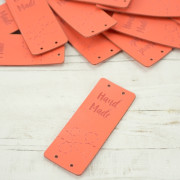 Loop fold label "Hand Made" - Tacking 2 x 5 cm - peach