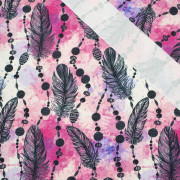 PINK FEATHERS AND BEADS - Waterproof woven fabric