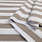 WHITE AND BEIGE - Ribbed knit fabric