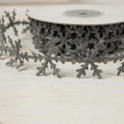 Felt ribbon snowflakes 25 mm - grey