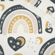 VALENTINE'S RAINBOW pat. 3 / white (RAINBOWS AND HEARTS) - looped knit fabric